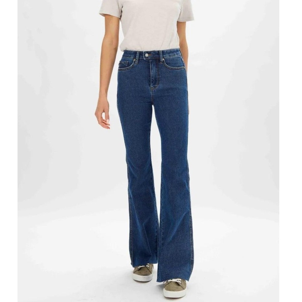 Judy Blue High Waist Tummy Control Flare Leg Blue Stretch Denim Jeans Womens 16W